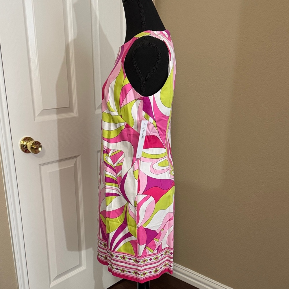 London Times Pink and Green Patterned Dress - Picture 2 of 7